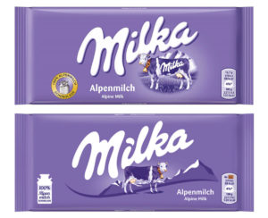 Alte Milka Verpackung vs. neue Milka Verpackung