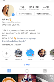 Screenshot: Instagram Profil